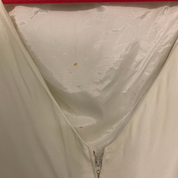 Vintage 60s evening gown sleeveless scoop back White beaded waist column elegant - Picture 4 of 6